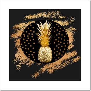 GOLD & BLACK - Pineapple Posters and Art